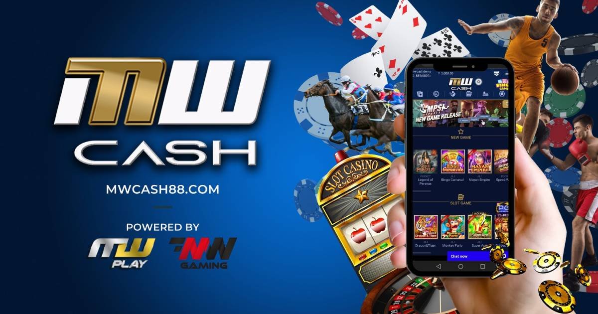 Main banner showing MWCASH365 platform overview with mobile and payment graphics
